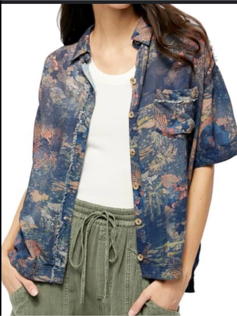 🔥Loved! Unisex, Free People! Good Vibes Unique Button Down! Sz L! VIBRANT!